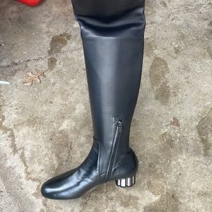 feragamo black tall boots